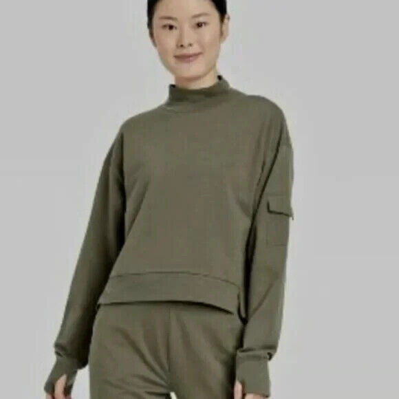 Women’s All In Motion French Terry Sweatshirt XS Moss Green