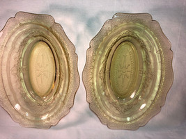 2 Amber Patrician 10 Inch Oval Vegetable Bowls Vintage Depression Glass Mint - £32.14 GBP