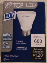 Tcp LED10P20D27KFL PAR20 Led Bulb, E26, 10W (60W Equiv.) - Dimmable - 2700K Nib - $19.82