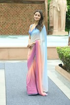 indian new designer Georgette Saree With Unstitched Blouse - $28.55