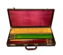 Vintage Mah Jong Set, Bakelite Butterscotch 154 Tiles &amp; 5 Racks Case - £393.21 GBP