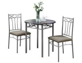 Dining Set Cappuccino Silver Metal 3pcs - £365.87 GBP