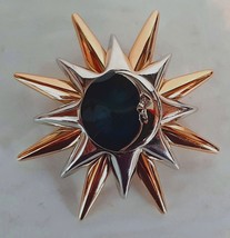 Liz Claiborne Brooch Pin Celestial Sun Moon Gold Silver Tone Signed LC NEW - £14.25 GBP