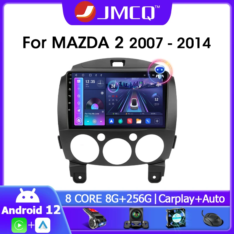 JMCQ 2 Din Android 12 Car Radio Multimedia Video Player For MAZDA 2 Mazda2 - £76.60 GBP+