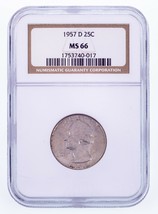 1957-D 25C Washington Quarts Classé Par NGC Comme MS-66 - $55.09
