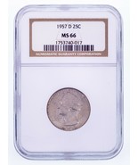 1957-D 25C Washington Quarts Classé Par NGC Comme MS-66 - $75.34 CAD