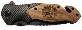 Handmade Howling Wolf Engraved 8&quot; Blade Folding Pocket Knife Custom Design - $36.51