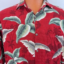 Campia Moda Hawaiian Aloha L Shirt Palm Trees Leaves Island Tropical Red - £35.96 GBP