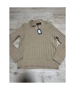 Ben Sherman Mens Camel Tan Textured Cable Knit Polo Sweater NWT Sz M Pun... - $44.55