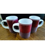 Set of 3  DANSK  Gridworks  Burgundy  Coffee Mugs/Cups - Portugal  -Ex - $14.25
