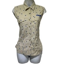 vintage wrangler star print sleeveless snap button western top blouse Si... - $19.79