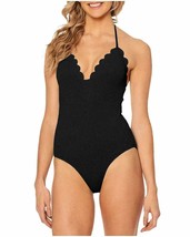 Jessica Simpson Scalloped-Edge Textured 1-Piece Swimsuit BLACK Size XL NEW - £72.06 GBP