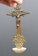 ⭐ antique crucifix bronze ,holy water font⭐ - $68.31