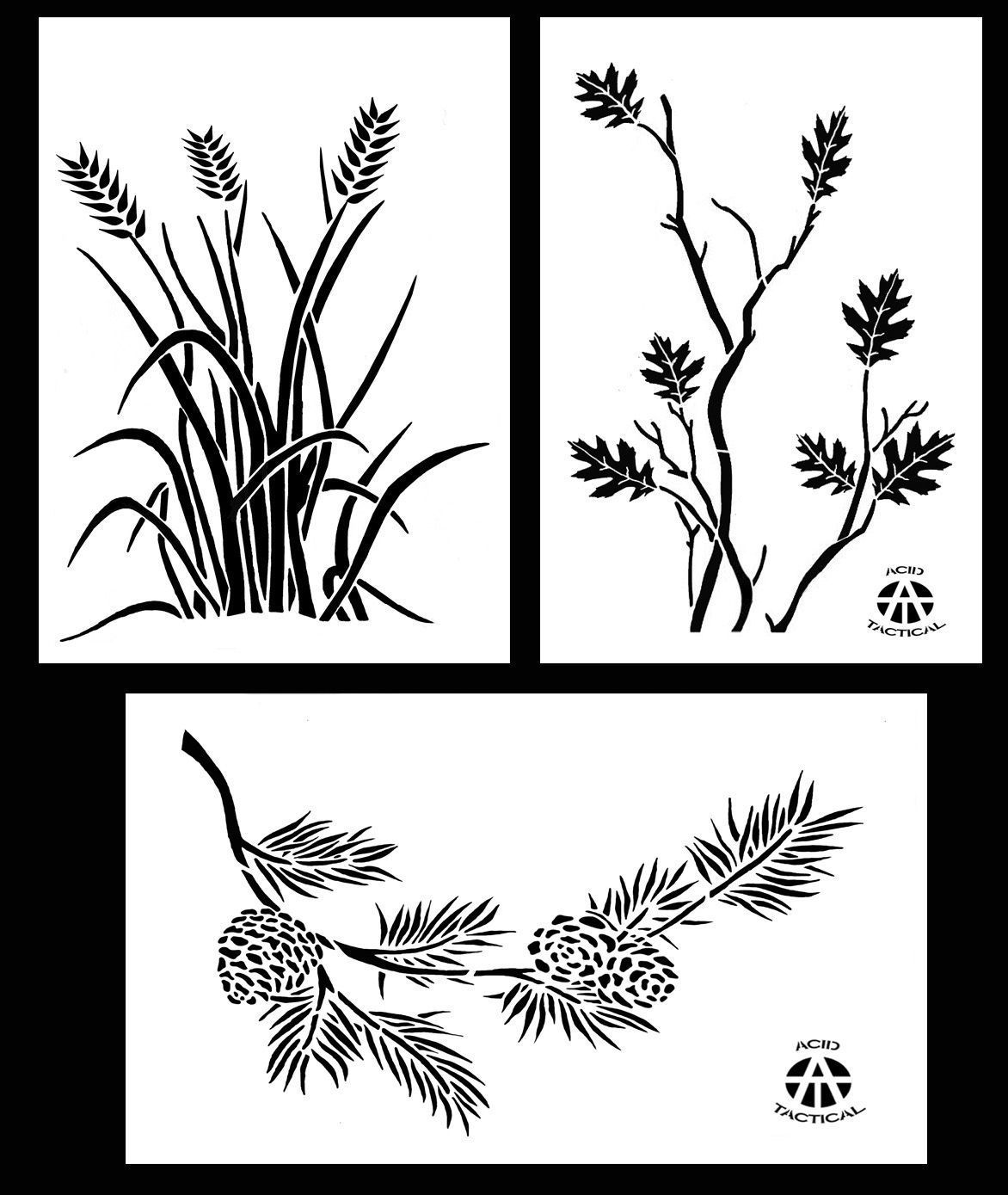 3Pack! Spray Paint Camouflage Camo Stencils Jon Boat ATV 14&quot; Oak Wheat Pine - $13.99
