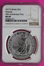 2017 MS 69 Great Britain £2 Britannia 20th Anniversary Privy NGC Graded Slab 749 - $99.99