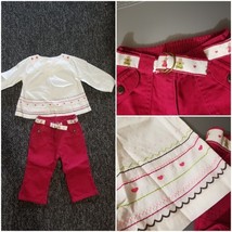 Vintage Janie And Jack girl Retro Xmas Line Gingerbread Blouse/pants Set... - $38.61