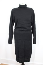 Vtg Morgan Taylor M Black Merino Wool Drop Waist Layer Turtleneck Sweater Dress - £21.27 GBP