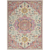 Nourison Passion Ivory/Pink 3&#39;9&quot; x 5&#39;9&quot; Area Rug, Boho, Moroccan, Bed Room, Livi - £56.81 GBP