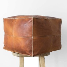Genuine Goatskin Leather Artouarzazate Moroccan Pouf - Bohemian Living Room - £58.70 GBP