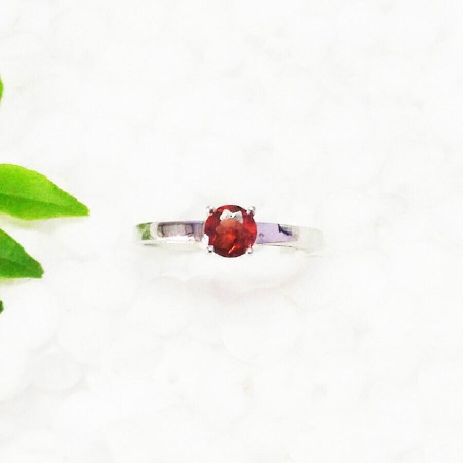 Silver Garnet Ring 925 Sterling Handmade Jewelry Birthstone Ring Gift For Her