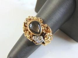 Womens Vintage Estate 14k Yellow Gold Nugget Diamond Ring 15.6g E1022 - £1,450.05 GBP