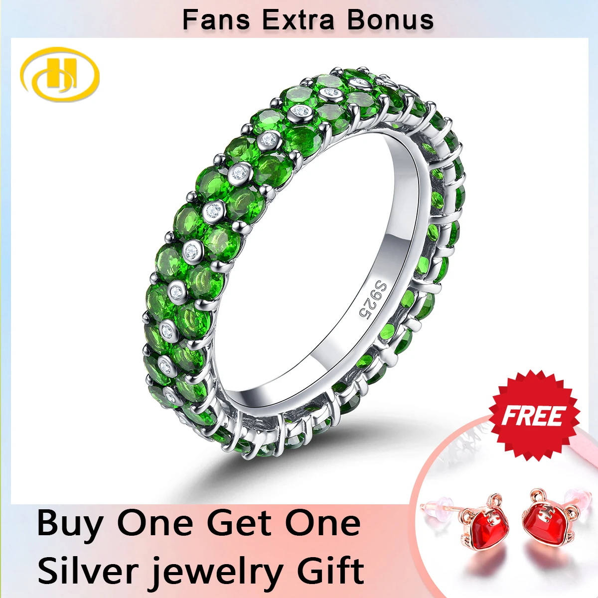 Natural Chrome Diopside Solid Sterling Silver Eternity Rings 4.5 Carats Genuine  - £86.70 GBP