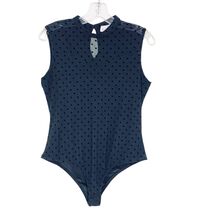 NEW Luna SHEER Stretch POLKA DOT Bodysuit BLACK on BLACK  Top SNAP - $19.79