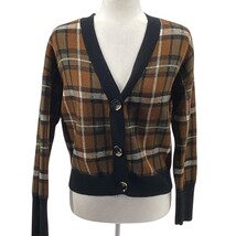 Marled Medium Plaid Button Cardigan Brown Black V-Neck Long Sleeve Soft ... - $27.09