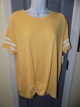 So Cider Yellow Short Sleeve Varsity Twist Front Shirt Size XXL Women&#39;s NEW - £14.00 GBP