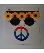 NEW Hippie Flower Power Halloween Costume Sunflower Headband Sunglasses ... - $15.79