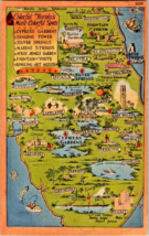 Postcard Florida Map of Attractions Pre Disney World 1940 Unposted 5.5 x 3.5 &quot; - £5.31 GBP