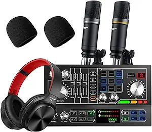 Podcast Equipment Bundle With 2 Studio Condenser Microphone And Headset - $236.99