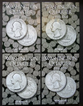 Set of 4 He Harris Washington Quarters Coin Folders Number 1-4 1932-1998 Book - $27.95