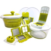 MegaChef 10-in-1 Multi-Use Salad Spinning Slicer, Dicer and Chopper Blades Lids - £44.46 GBP