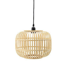 Mid-Century Modern Style Drum Shaped Bamboo Wooden Pendant Lamp - £57.39 GBP