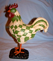 2003 Dennis East Checkered Resin Rooster on Stand-10 inches tall - £16.30 GBP