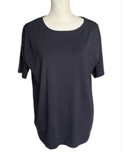 J. Jill Top Womens Medium Luxe Supima Elbow Sleeve Tee Shirt Navy Blue - £13.71 GBP