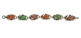 Vintage silver tone &amp; multi colored gold speckled lucite link bracelet - $19.99