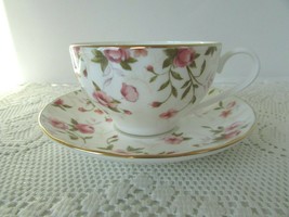 GORHAM 1831 FOREVER ROSES BONE CHINA TEACUP &amp; SAUCER USA - $18.76