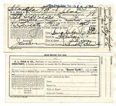 R L Polk Directory Advertising Insertion Receipts 1938 Jeweler  - $17.82