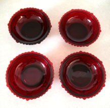 4-Vintage Avon Cape Cod Collection 1876 Ruby Red Glass Berry Salad Dessert Bowls - £38.82 GBP