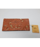 Patricia Nash Evelyn Cutout Leather Tooled Bi-Fold Wallet Cognac P934353 - $54.44