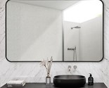 Niccy 47&quot;X30&quot; Wall Mirror For Bathroom, Rectangle Metal Framed Wall, Black. - $233.95