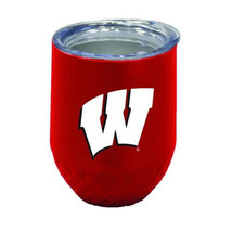 Wisconsin Badgers NCAA Diamond Stainless Steel Stemless Wine Glass 12 oz Red - £22.49 GBP