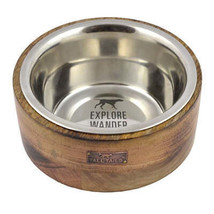 Tall Tails Dog Stainless Steel Bowl Wood 6 Cup - £41.36 GBP