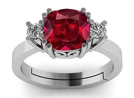 9.25 Ratti 8.50 Carat Natural Red Ruby Cushion Cut Silver Adjustable Ring For Gi - £39.77 GBP