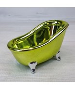 Bath &amp; Body Works 5&quot; Ceramic Metallic Green Clawfoot Bath Tub Figure Hol... - $19.39