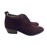 Lucky Brand Fimberly Ankle Booties Suede Leather Red Womens Size 8.5 - £35.02 GBP