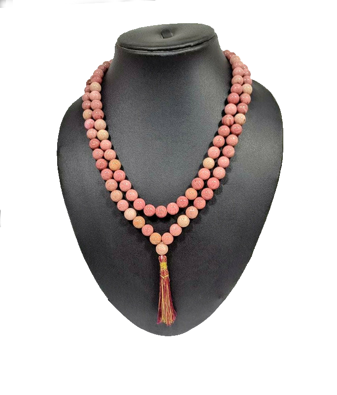 Primary image for Hand Made Rhodonite beads mala Buddha Meditation Yoga Necklace Throat 108+1