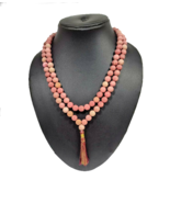 Hand Made Rhodonite beads mala Buddha Meditation Yoga Necklace Throat 108+1 - $1,832.90 MXN